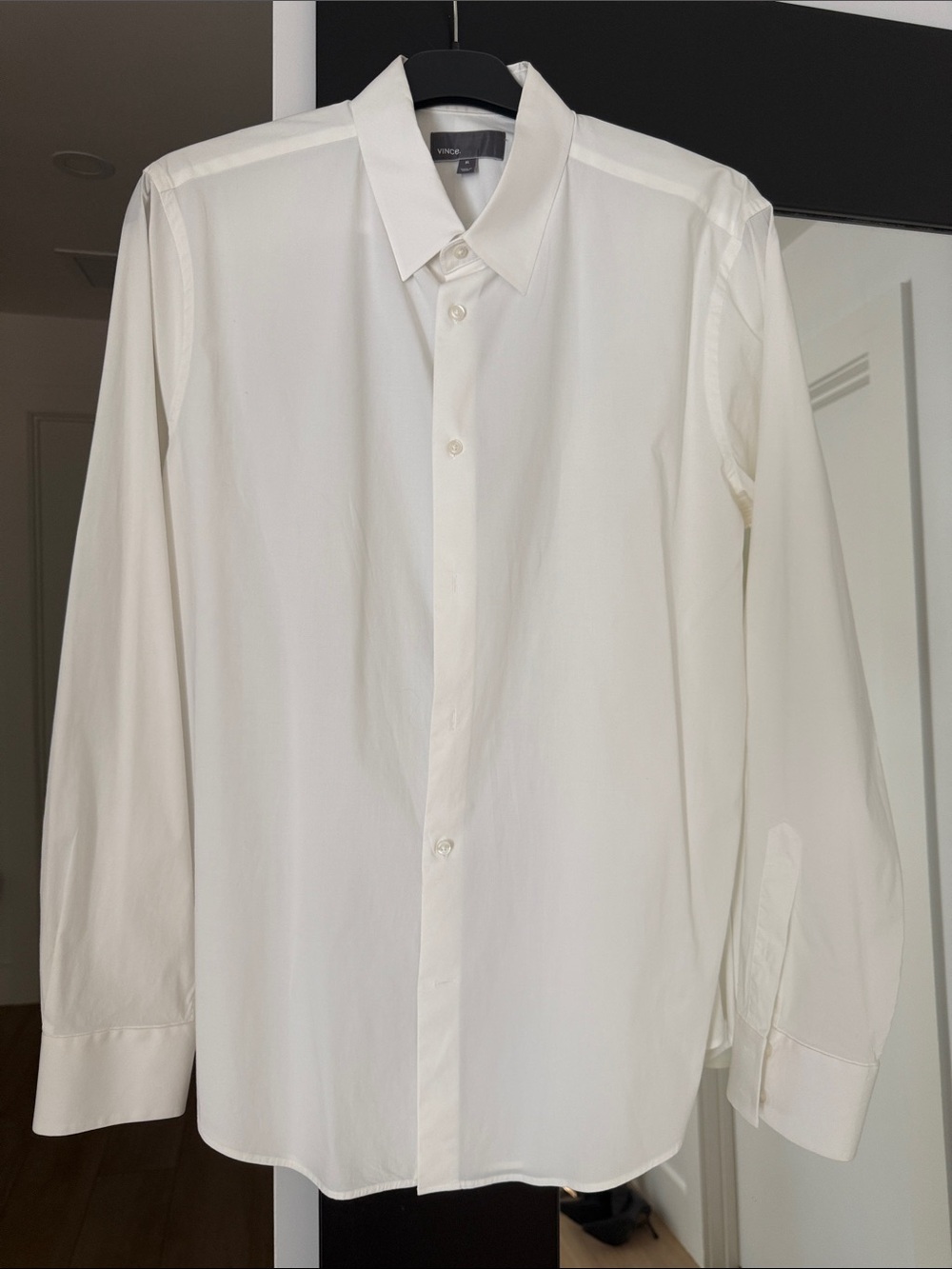 Vince White Long-Sleeve Point-Collar Dress Shirt